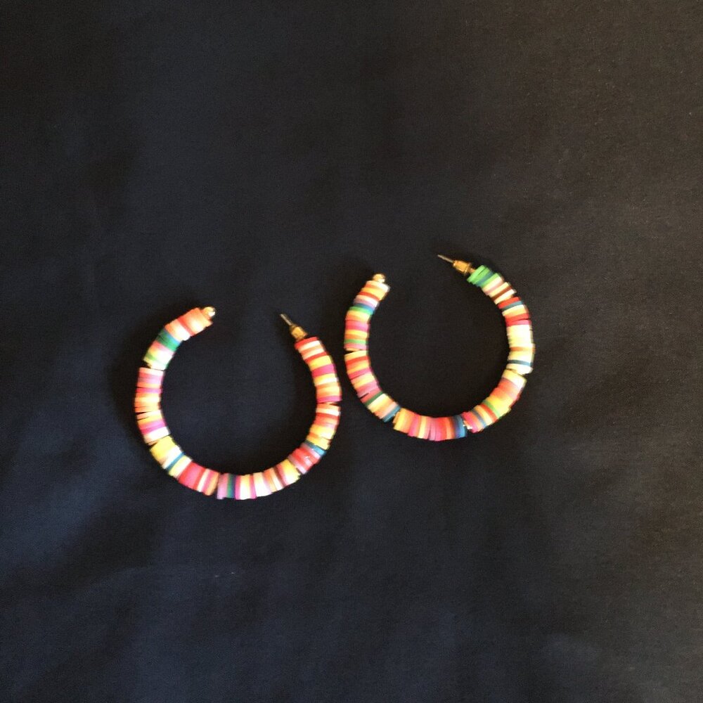 Colorful Beads Hoop Earrings